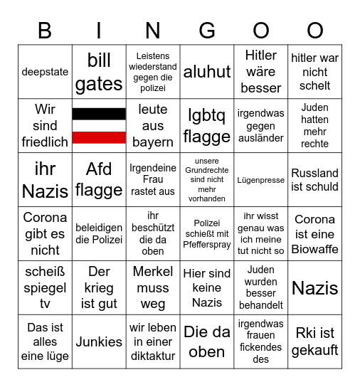 Deutsche querdenker demo Bingo Card