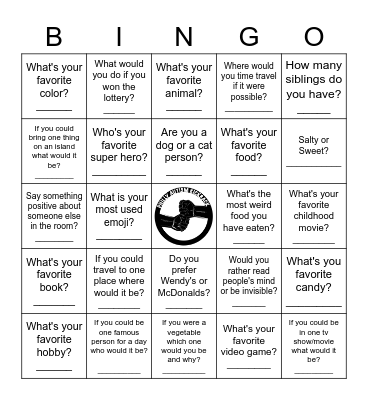 P.A.K Social Bingo Card