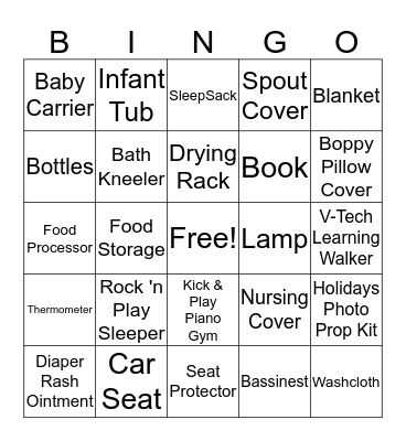 Vi's Baby Shower Bingo Card