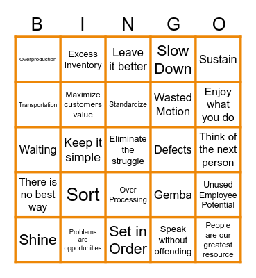 RP Lean Bingo Card