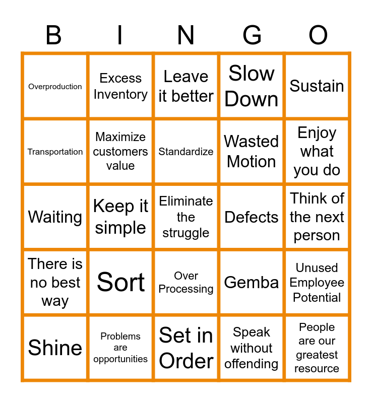 RP Lean Bingo Card