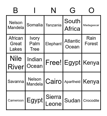 Motherland Bingo Card