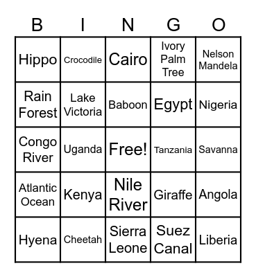Motherland Bingo Card