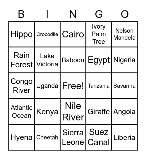 Motherland Bingo Card