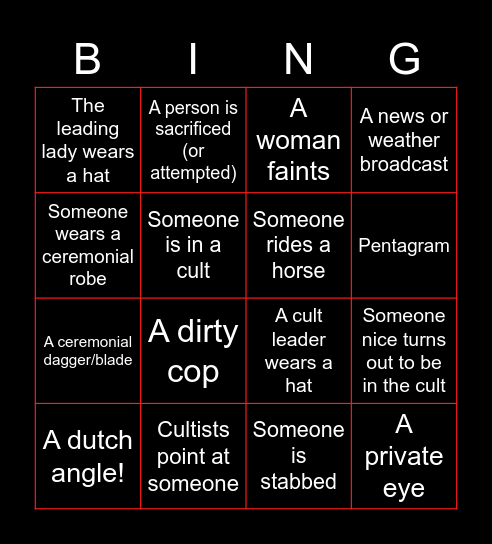 Seventh Victim Bingo Card