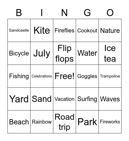 Summer Bingo Card