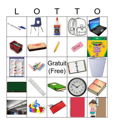 Les Objets de Classe Bingo Card