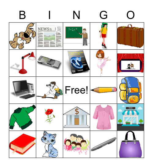 Vocabulary Bingo Card