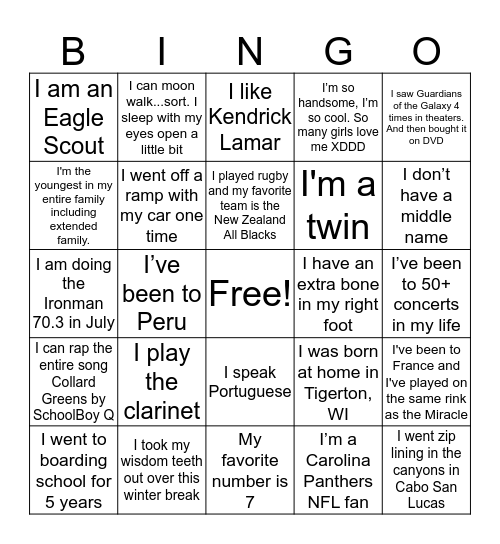 Bingo Challenge Bingo Card