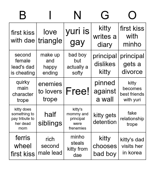 XO, Kitty Bingo Card Bingo Card