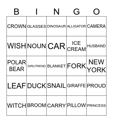TABOO BINGO!!! Bingo Card
