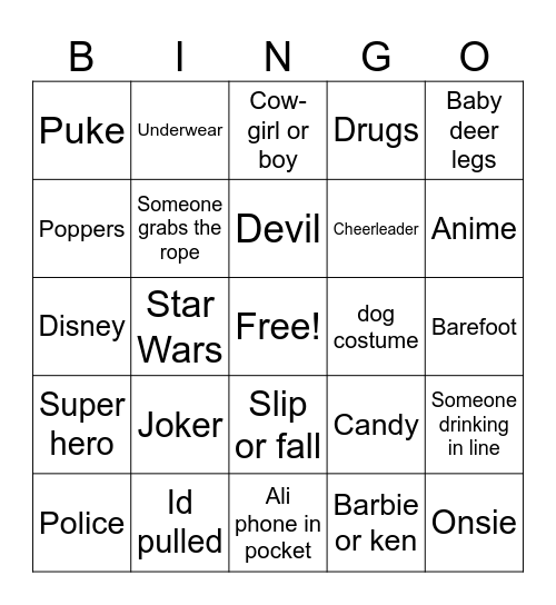 Nova Halloween door bingo Card