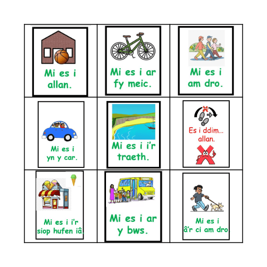 I ble est ti ar y penwythnos? Bingo Card