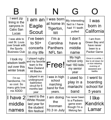 Bingo Challenge Bingo Card