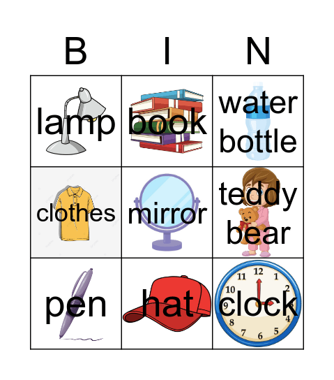 objects Bingo Card