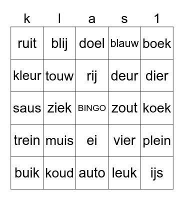 Tweetekenklanken Bingo Card