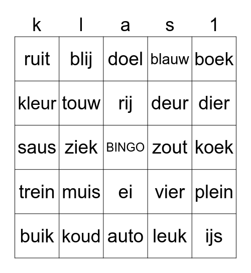 Tweetekenklanken Bingo Card