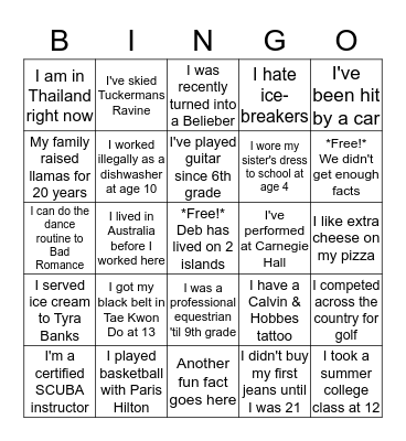 Icebreaker BINGO! Bingo Card