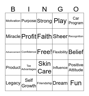 Mary Kay Bingo Card