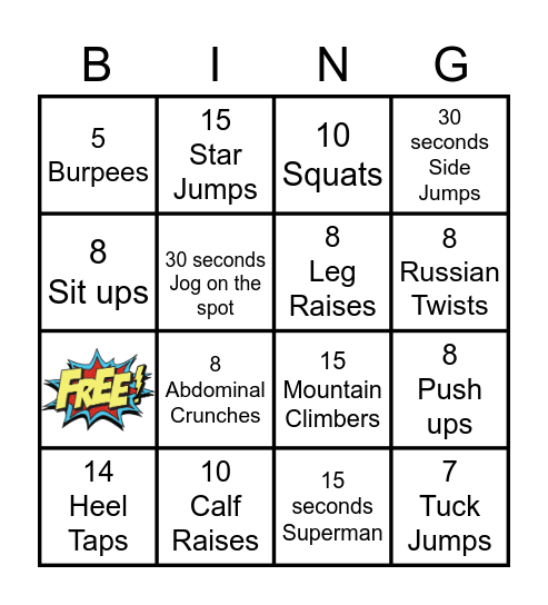 Fitness Bingo! Bingo Card