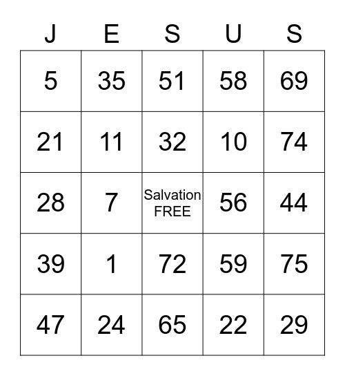 JESUS Bingo Card