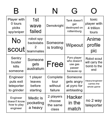 TF2 MVM Bingo Card