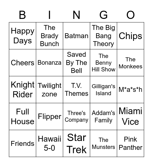 TV Themes Bingo Card