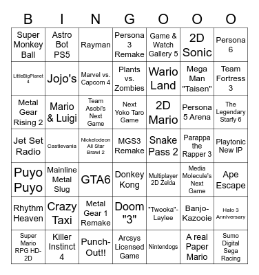 Summer of Gaming Wishes Bingo Card