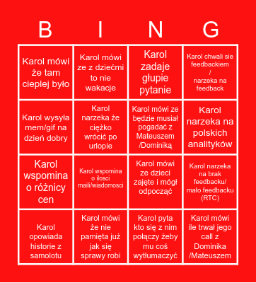 Karol Summer edition Bingo Card