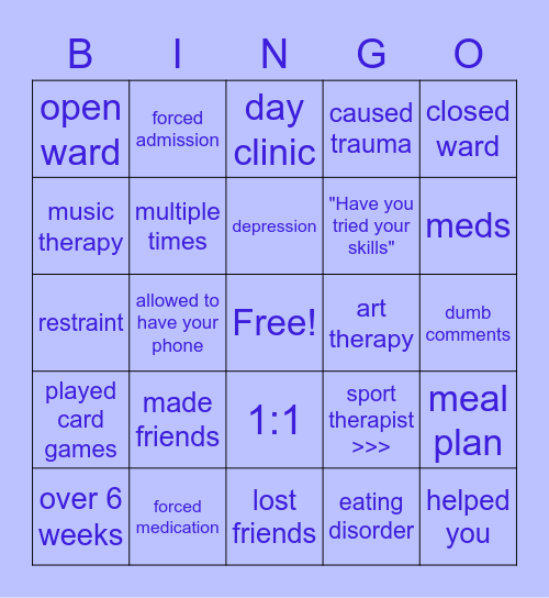 psych ward Bingo Card