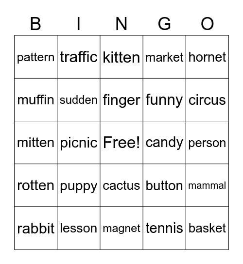 Kindergarten 2023 Bingo Card