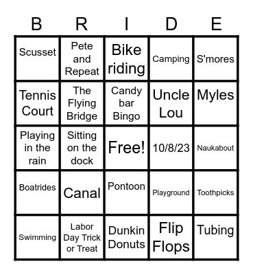 Karli's Shower Bingo Card