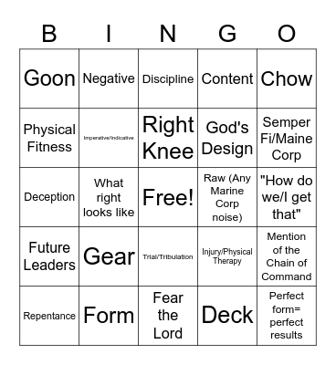 Chaplain Taylor's Favorite Words Bingo Card