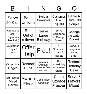 Mini Melts Bingo Card