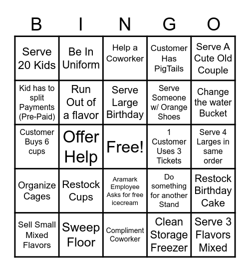 Mini Melts Bingo Card