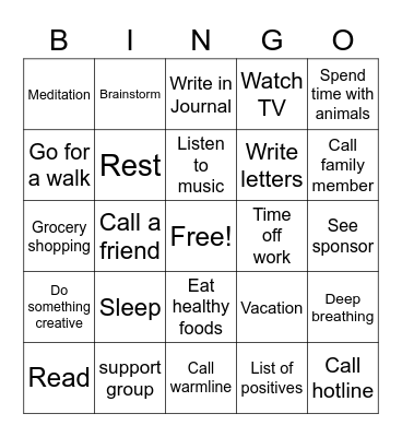 Wellness Toolbox Bingo Card