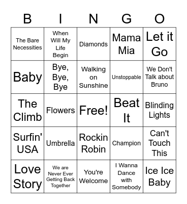 Music Bings Bingo Card