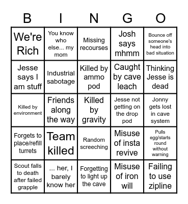 DRG Bingo Card