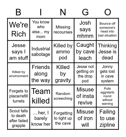 DRG Bingo Card