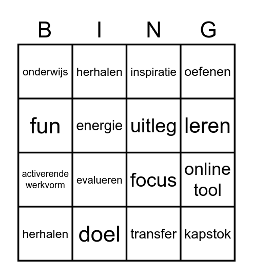 Activerend onderwijs bingo Card
