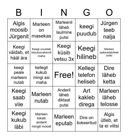 Solfedzo eksami bingo Card