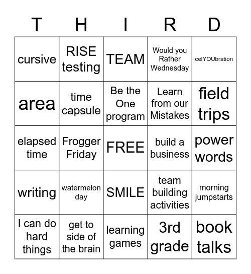 Third Grade--Best Year Ever! Bingo Card