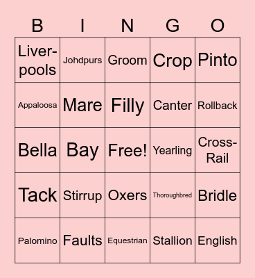 HORSE BABY SHOWER BINGO Card