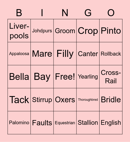 HORSE BABY SHOWER BINGO Card