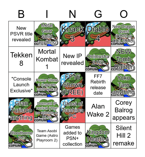 PlayStation Showcase (2023-05-23) Bingo Card