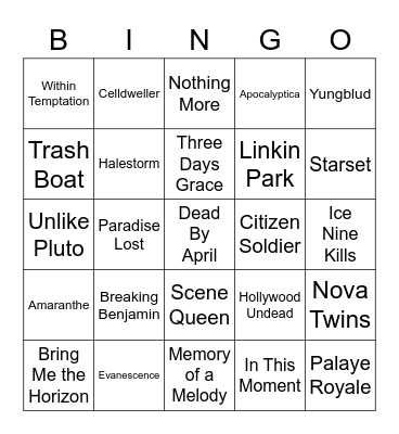 Music Taste Bingo Card