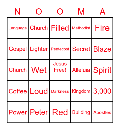 Ruach Bingo Card