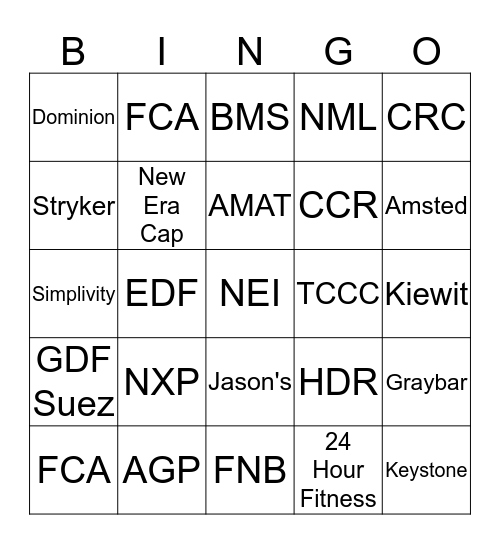 Team Connie P Bingo Card