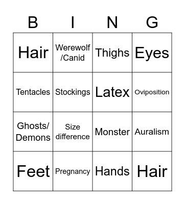 Physical Kinks Bingo Card