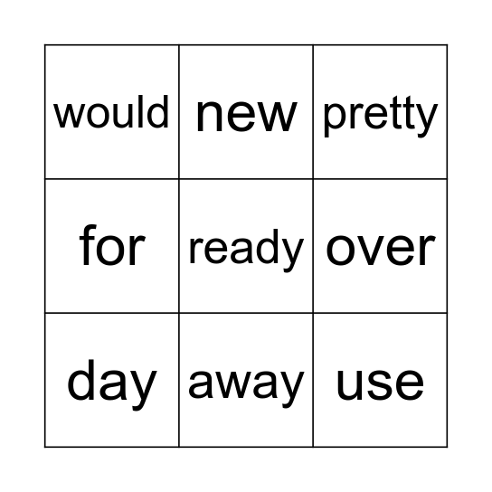 Word Wall Bingo Card